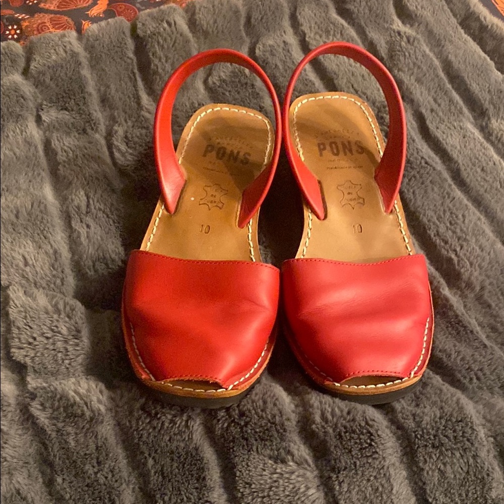 Women's Red Leather Sandals